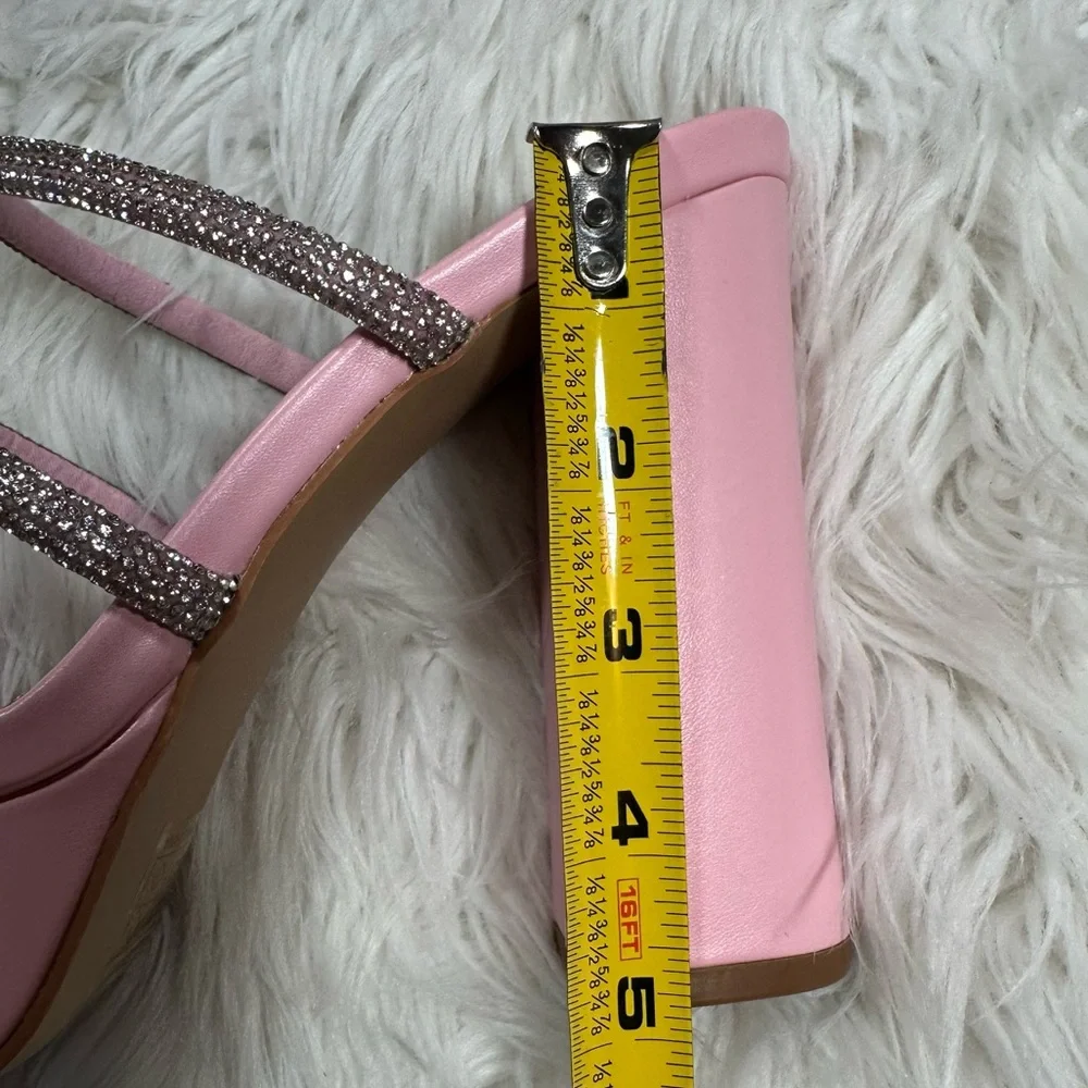 Shein • Dazzling Rhinestone Pink Barbie Chunky Platform Heels